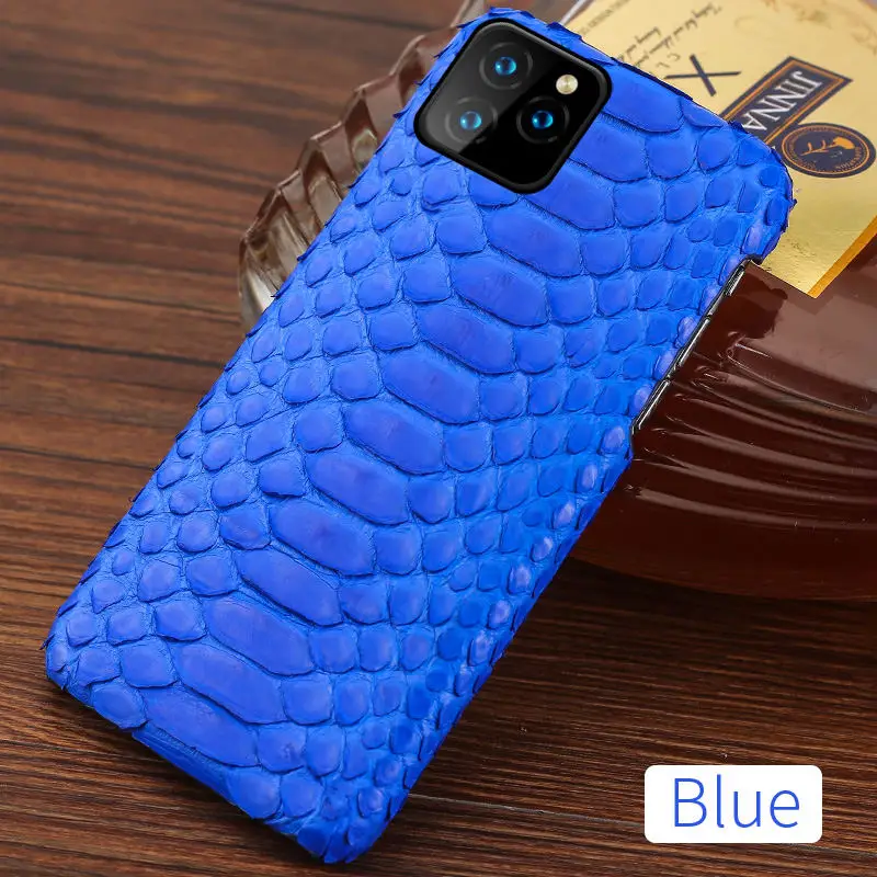 Синий Чехол для телефона из натуральной кожи питона для iPhone 11 11 Pro 11 Pro Max X XS xsmax XR 5s se 5 6 6s 7 8 plus Роскошный чехол из змеиной кожи - Цвет: Синий
