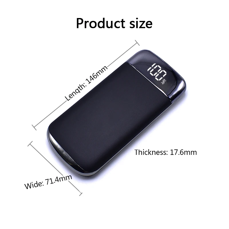 20000 мАч Внешний аккумулятор внешний 2 USB светодиодный портативное зарядное