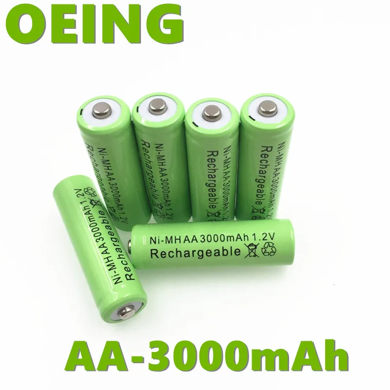 Новейшая модель AA 1 2 V 3000 мА/ч никель металл гидридного Перезаряжаемые батареи