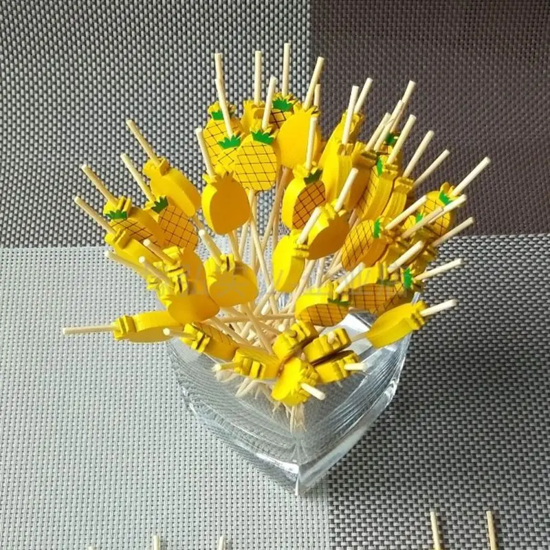 

100 Pcs Disposable Bamboo picks Food Fruit Cocktail Handmade Toothpicks Supply