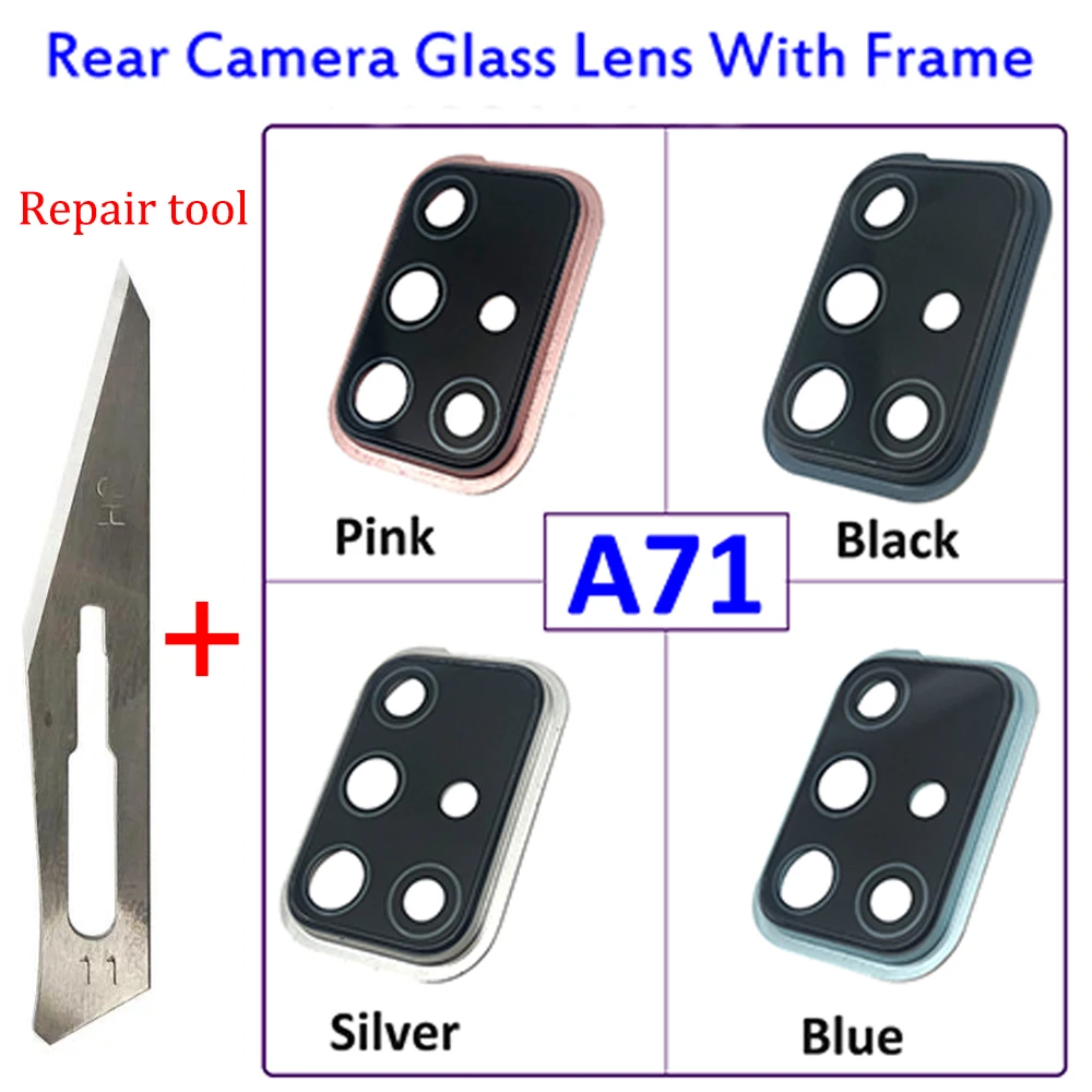 

100% Original New Repair Back Camera Glass Lens with Frame Main Rear Glass Lens For Samsung Galaxy A71 A715 A715F +Tool