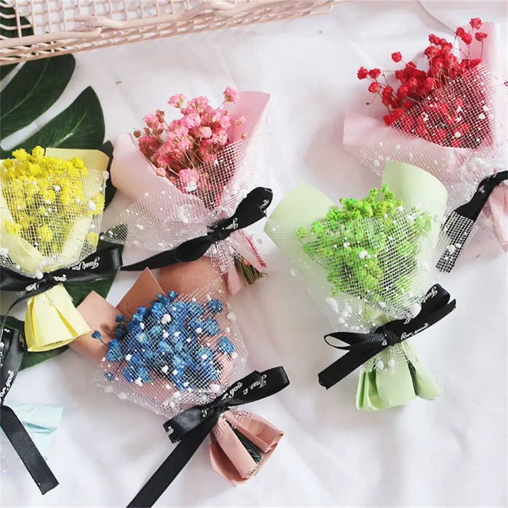 

Rose Gypsophila Mini Dried Flower Bouquet Artificial Eternal Flower Photography Props Wedding Christmas Valentine's Day Gift