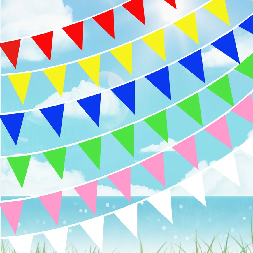 Solid Red Blue Pennant Banners Flags String Bunting Party Decorations for Grand Opening Kids Birthday Events Celebration | Дом и сад