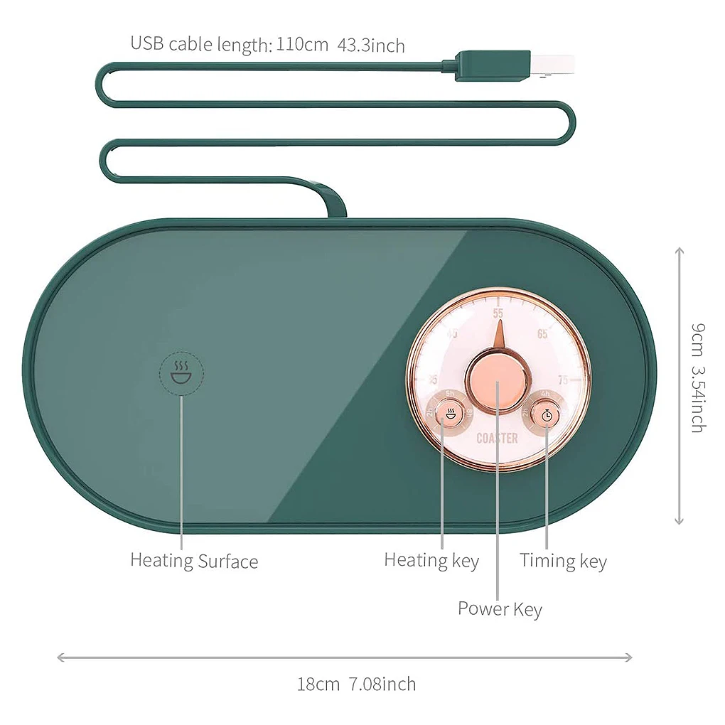 Calentador de tazas de caf&eacute; USB, calentador de tazas de t&eacute; el&eacute;ctrico port&aacute;til, estera de taza de agua para el hogar y la Oficina,-4