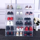 6 шт.компл. складной пластиковый чехол для обуви, утолщенный Прозрачный чехол для ящика, пластиковая коробка для обуви, органайзер для обуви, коробки для обуви, штабелируемые