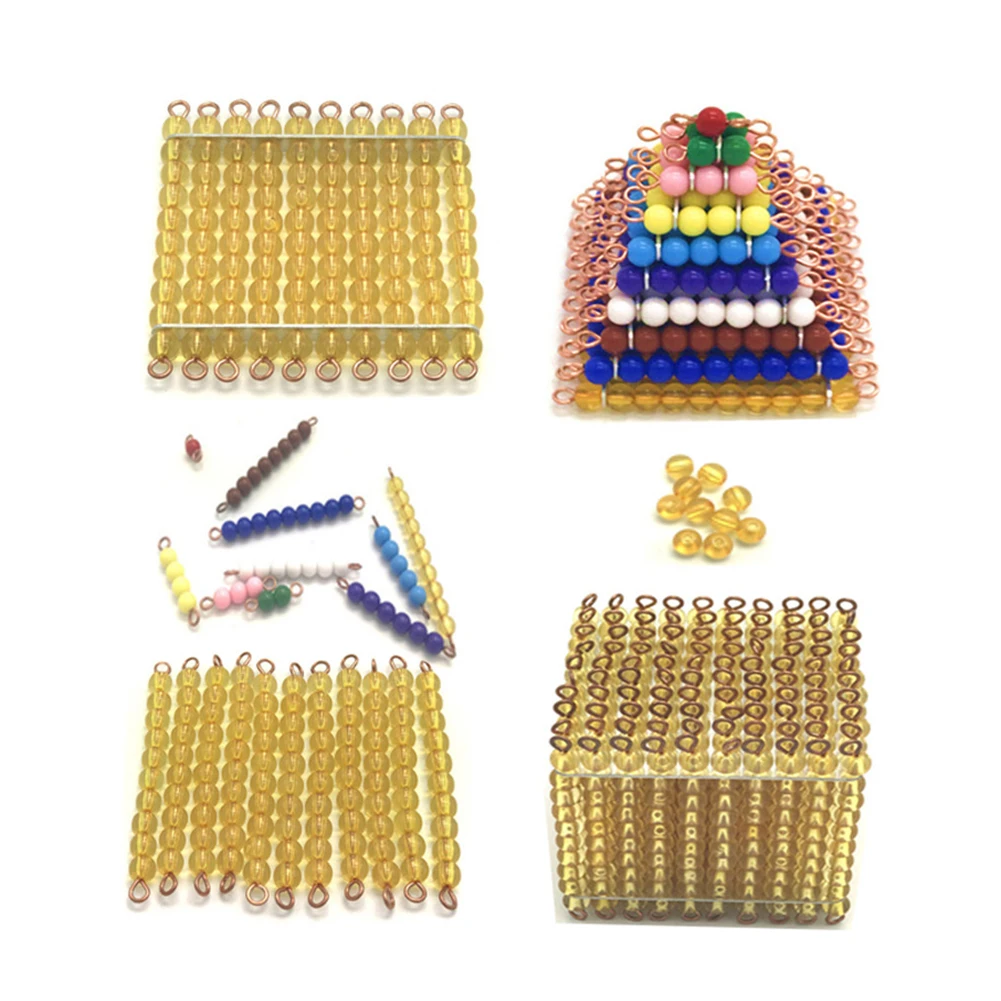 

Montessori Materials Toy Gold Beads Decimal Game for Preschool Students Gift Wooden Stickers Early Learning Toys