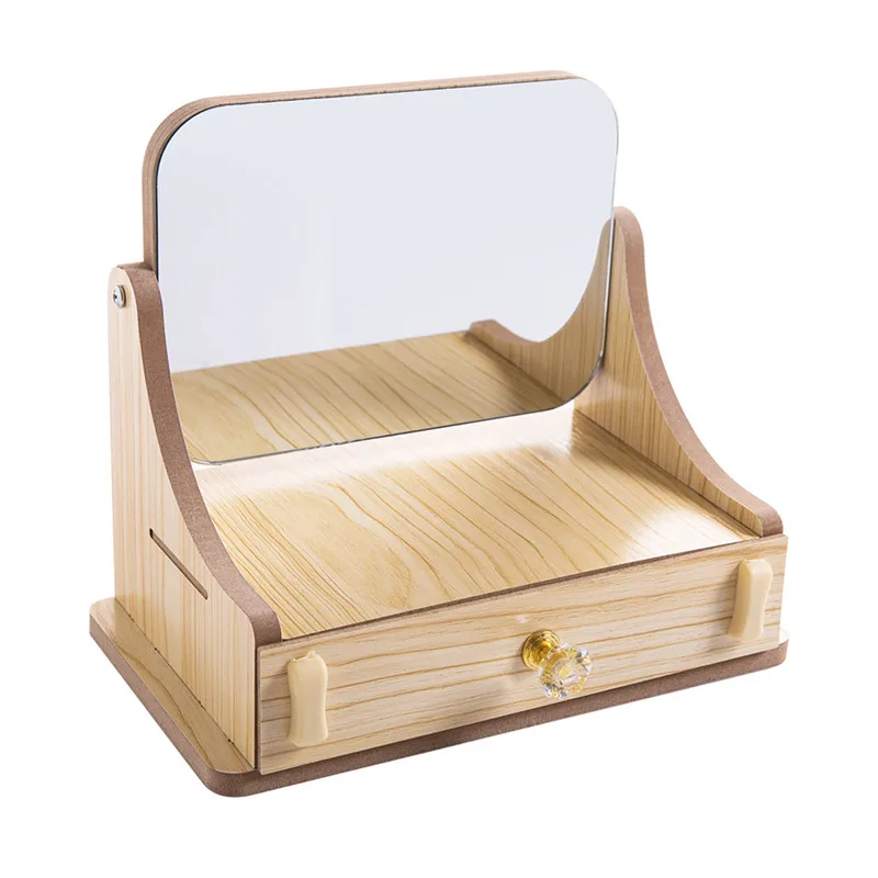 Rotating makeup mirror drawer storage Storage Box Home Drawer Mirror Dresser Container Boxes Makeup Skin Care