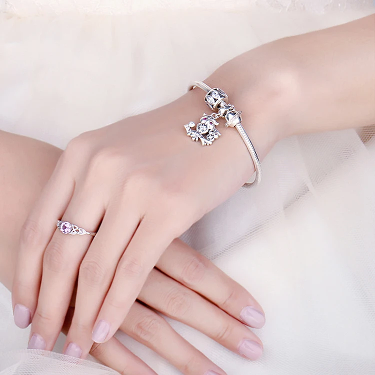 JewelryPalace 925 пробы Серебряный создан RubyOwl бусины, семейные талисманы Fit Браслеты Лидер продаж для женщин как красивые подарки