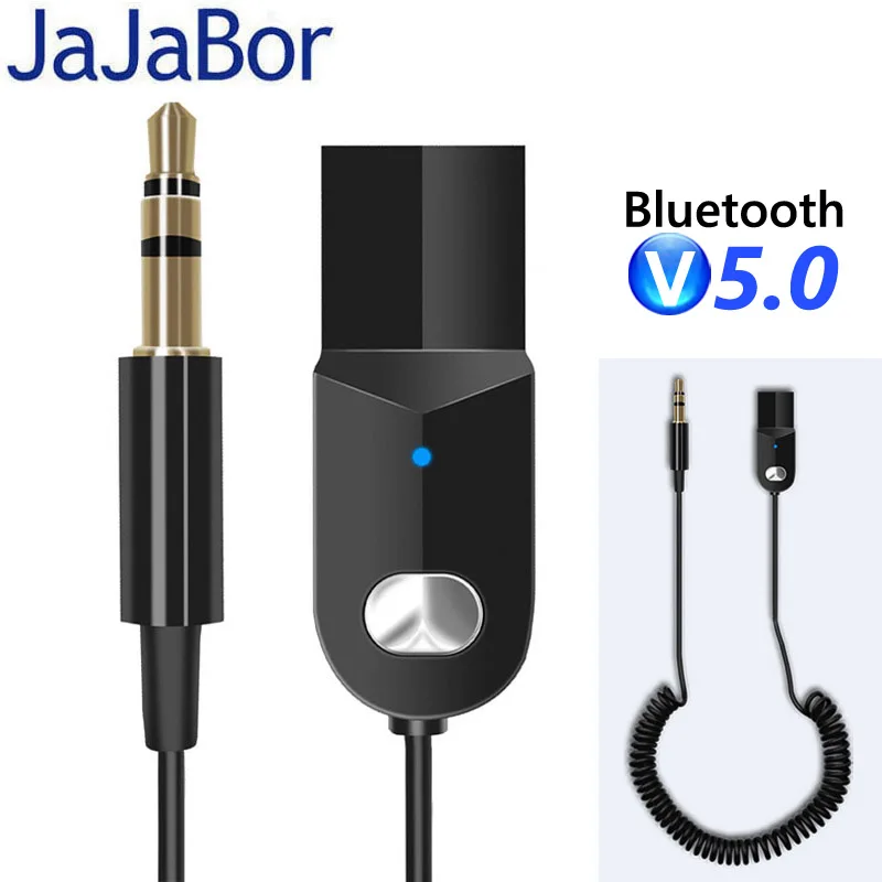 

JaJaBor Bluetooth 5.0 Adapter Receiver Wireless Stereo Music 3.5mm AUX Jack Audio Receptor Mini USB Bluetooth Car Kit Handsfree
