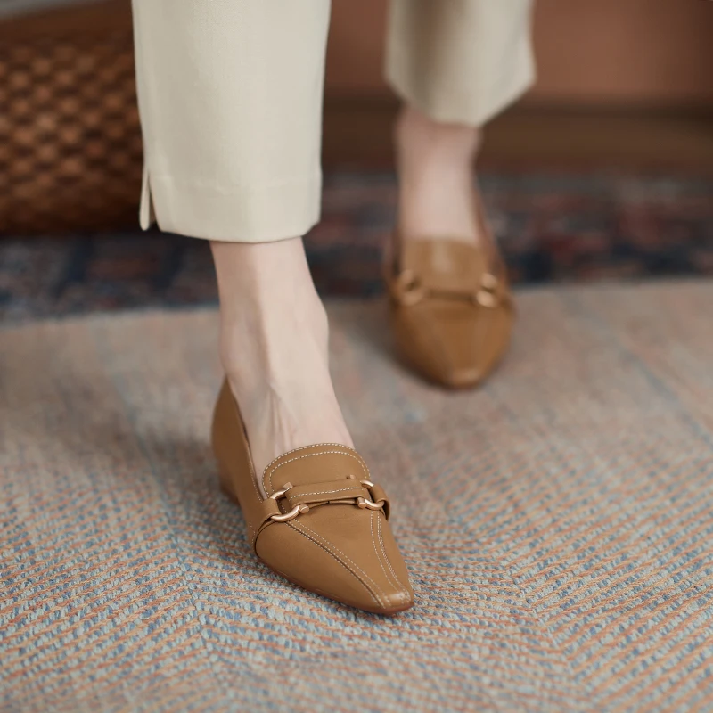 

2021 spring new net red French retro small square toe flat shoes