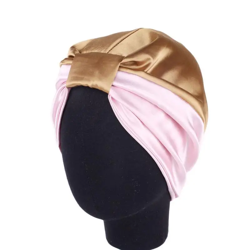 Khaki Pink Женская атласная Кепка, головной убор для ухода за волосами, Дамский тюрбан, шапка, мусульманская шапка для выпадения волос, ночной головной убор, мягкая химиотерапия рак, шапка Arb Beanies - Цвет: Khaki Pink