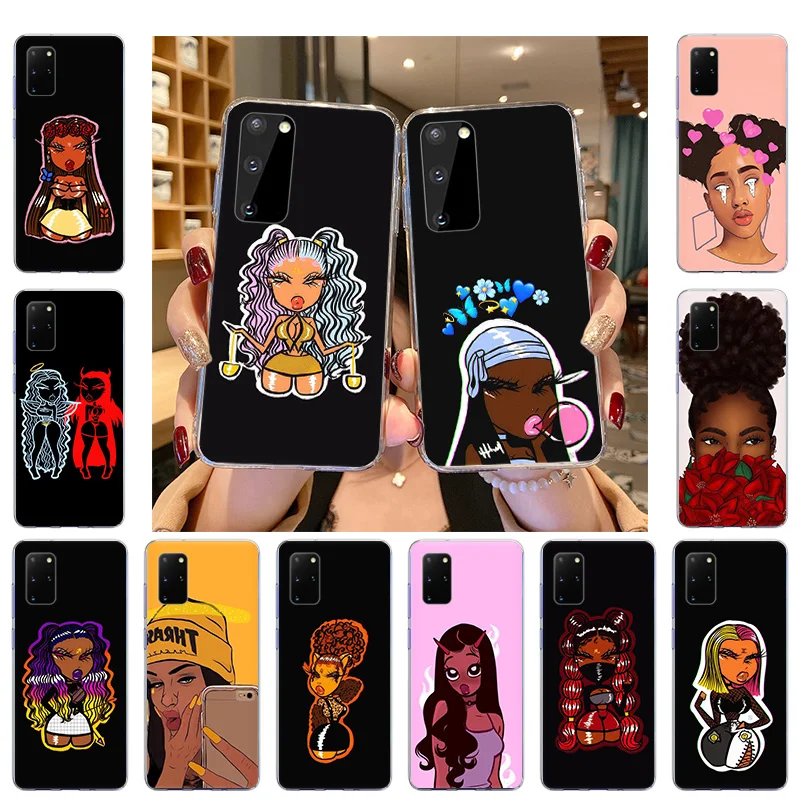 Черный Девушка меланин Poppin ТПУ чехол для телефона Samsung Galaxy S20 FE S21 Ultra 5G S10 Lite S10E S8 S9