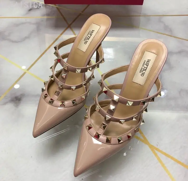 

Женские босоножки на высоком каблуке 6, 8, 10 см, с заклепками