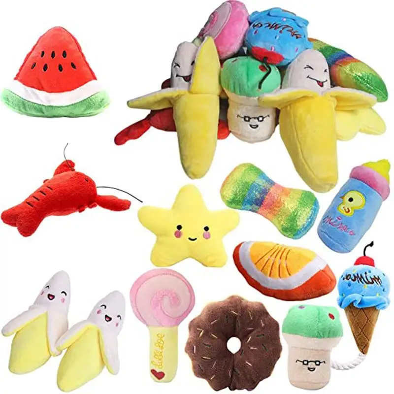

Pet Toys Plush Squeaky Toy Bite-Resistant Clean Dog Chew Puppy Training Toy Soft Banana Bone Vegetable Fruit Pet Supplies
