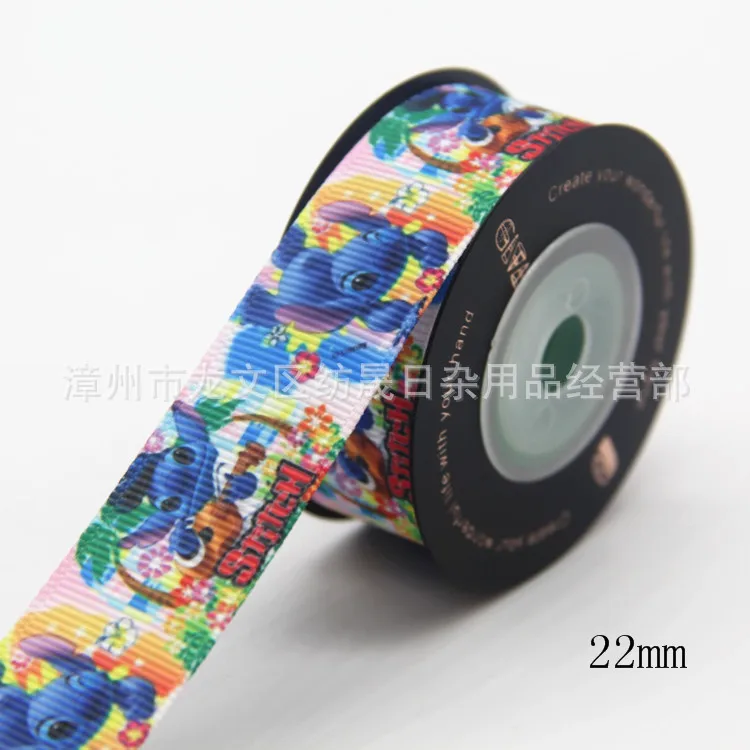 

10yard /lot 2.2cm Stitch Ribbon Disney Cartoon Ribbon DIY Apparel Sewing Fabric Cartoon Printed Grosgrain Ribbon