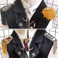 one piece breastpin tassels shoulder board mark knot epaulet metal badges applique patches for clothing az 2558