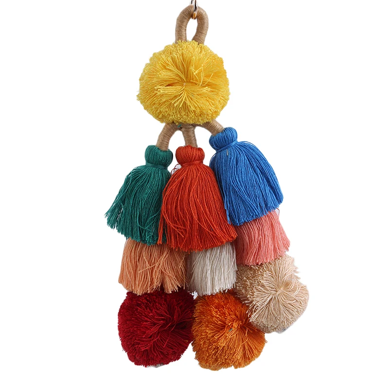

2021 Fashion Pompon Key Cute Women Leaf Bag Lovely Tassel Pendant For Wallet Bags Parts Accessories Handbag Leather 57g LKEEP