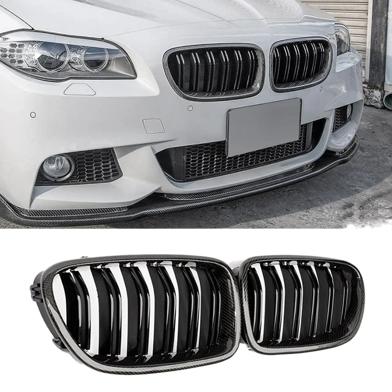 

Автомобильная карбоновая Глянцевая двойная планка Передняя решетка для почек гриль для BMW 5 серии F10 F11 M5 2010-2016