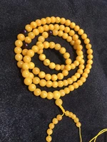 new arrival natural stone yellow beeswax amber bracelet 108 beads smooth round loose fine jewelry making diy bracelets 7 8mm