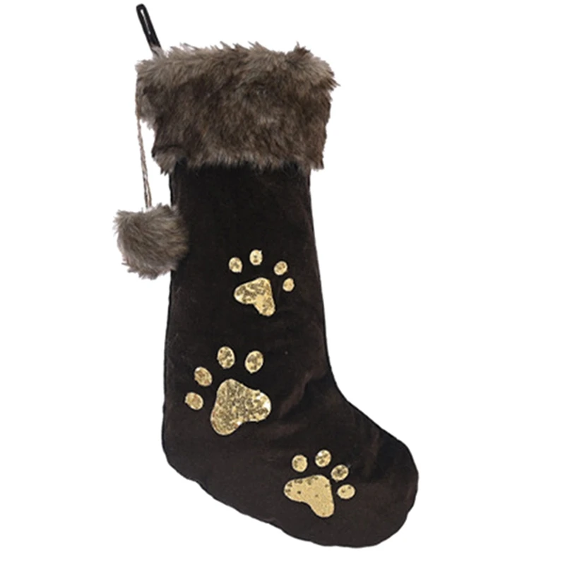 Рождественский орнамент блестящая собака чулок Рождественская елка подвеска