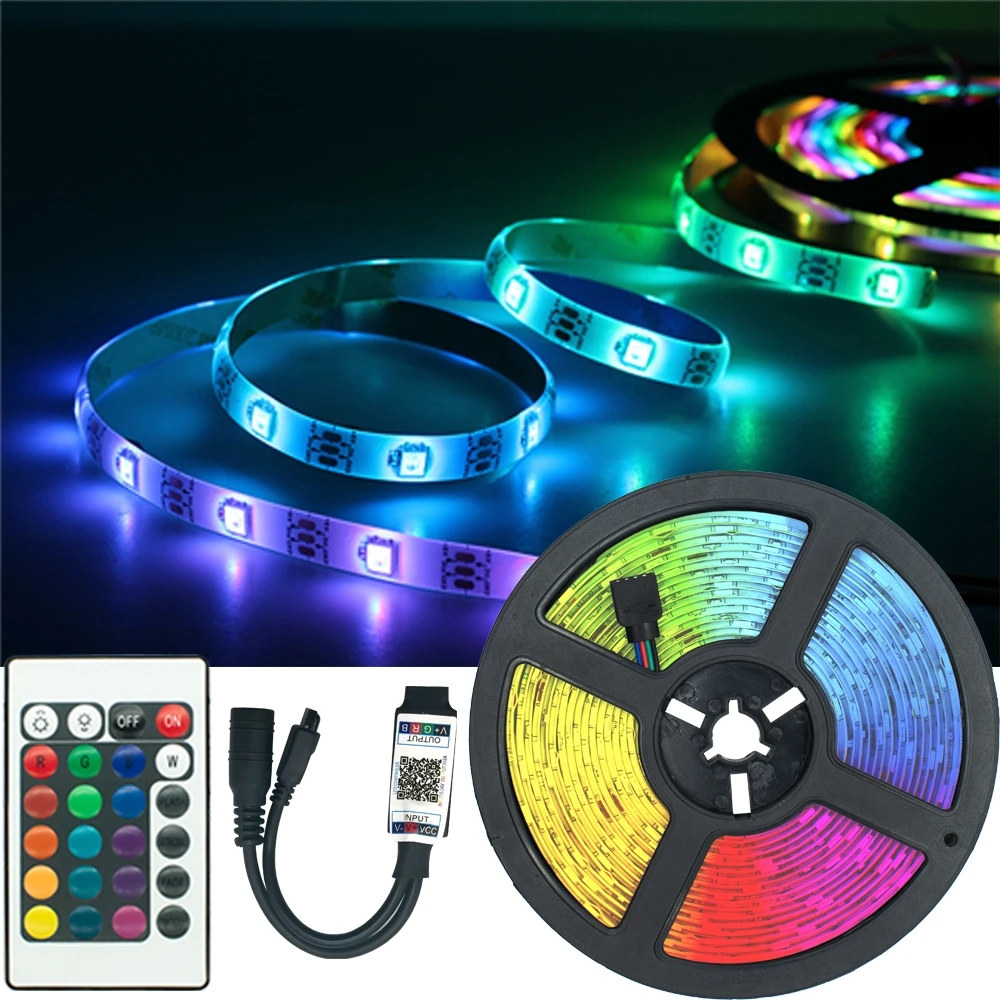 

LED Strips LightsBluetooth luces LED RGB 5050 2835 Flexible Lamp Tape Ribbon With Diode DC 12V 5M 10M 32.8ft Christmas New Year