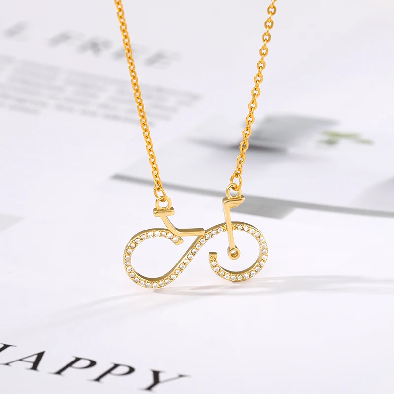 Милая подвеска в форме велосипеда ожерелье для женщин спортивные золотые