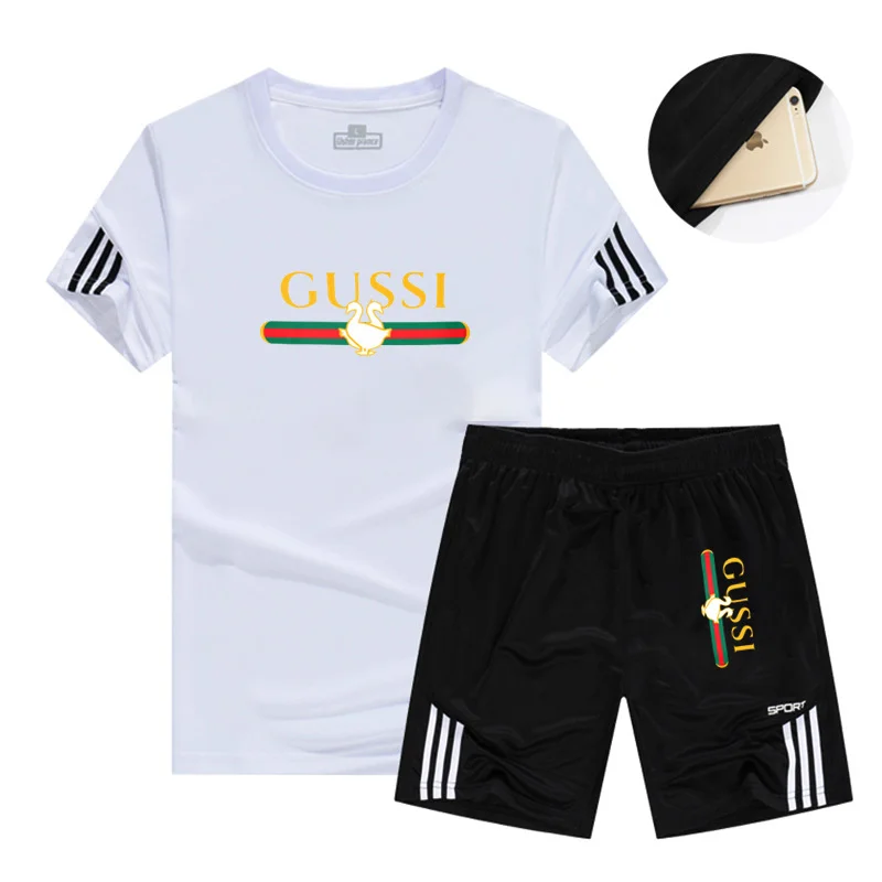 

Men's and women's GYM youth track and field sportswear suit casual wear O-neck breathable T-shirt + running shorts men's running