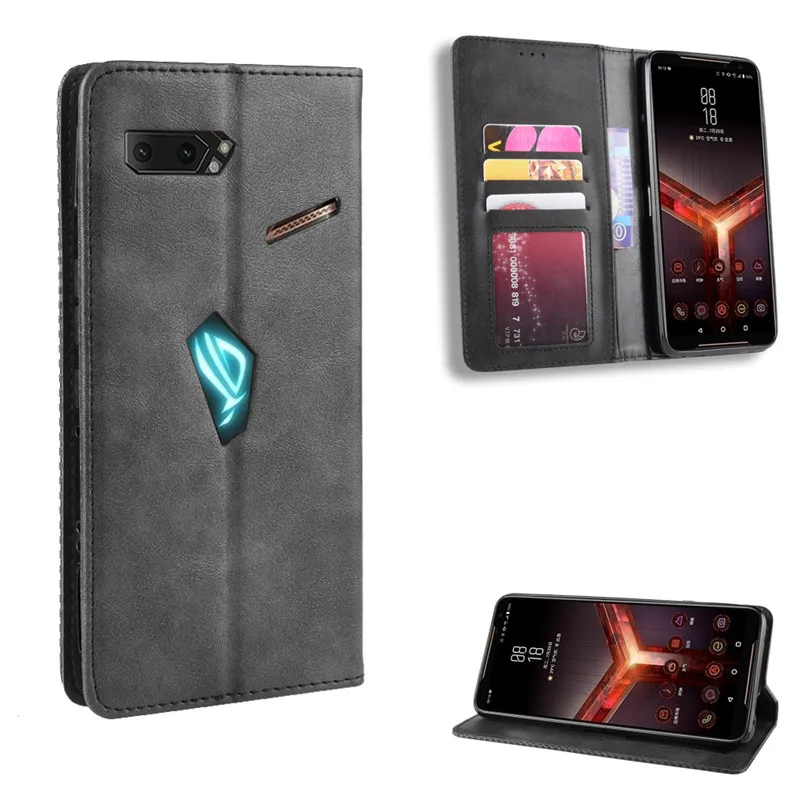 Для Asus ROG Phone II 2 ZS660KL I001DA чехол PU кожаный в виде бумажника магнитный адсорбционный