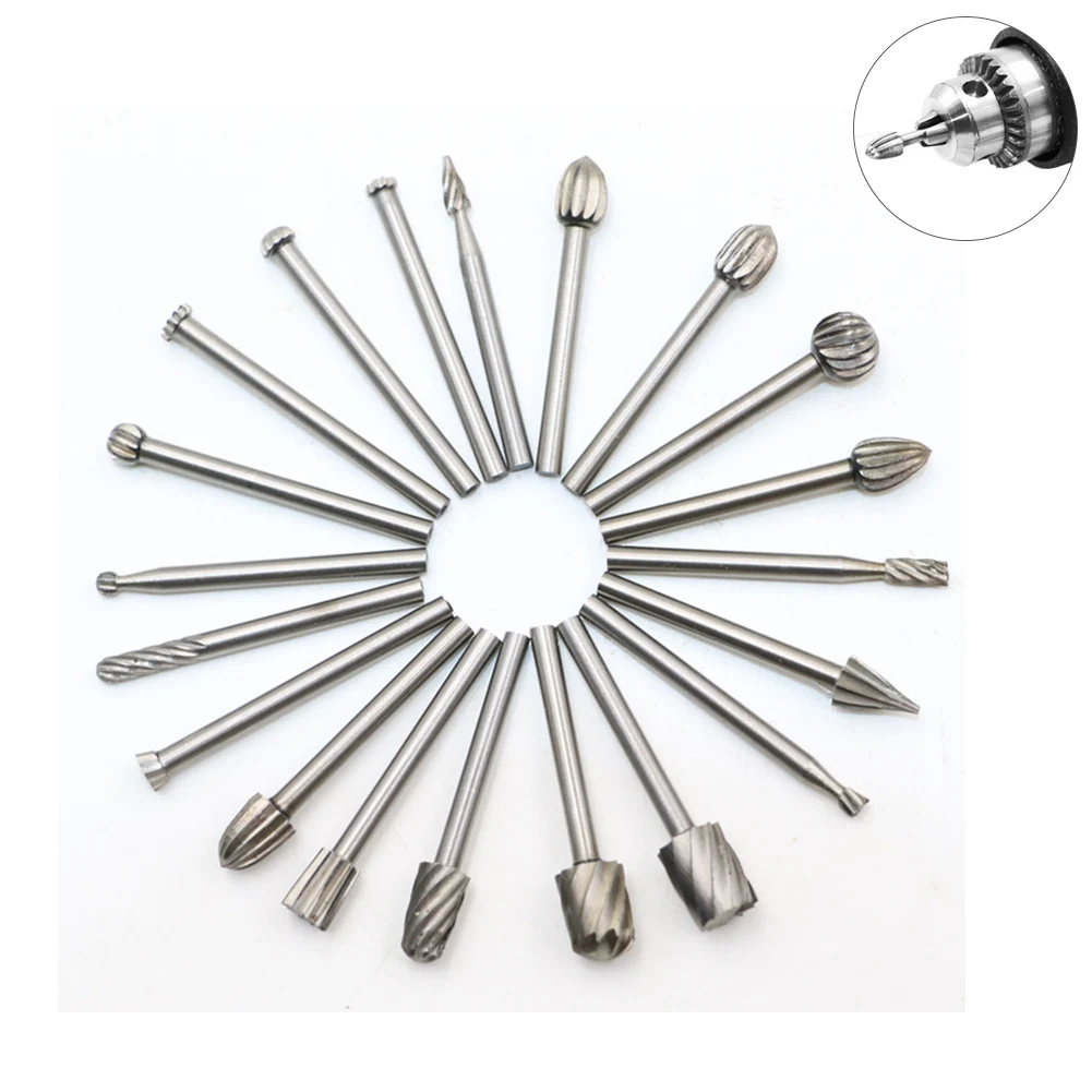 

Effective Engraving Drilling Milling Rotary Bit File Burrs Bit Woodworking Carving Tools Carved Cutter Bit Set Rotary Tool 20pcs