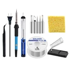 60 Вт, паяльник с европейской и американской вилкой, термостатическая электрическая мини-модель 110 В220 В с 6 шт. наконечников для паяльника, припой