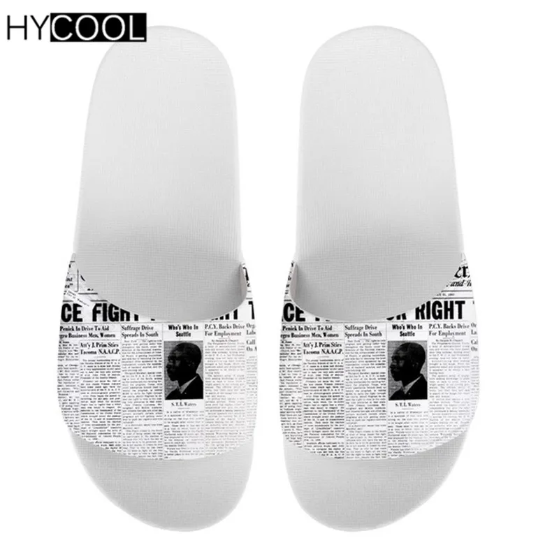 

Мужские шлепанцы HYCOOL газетный рисунок, шлепанцы, летние пляжные шлепанцы для улицы, шлепанцы унисекс, 2020
