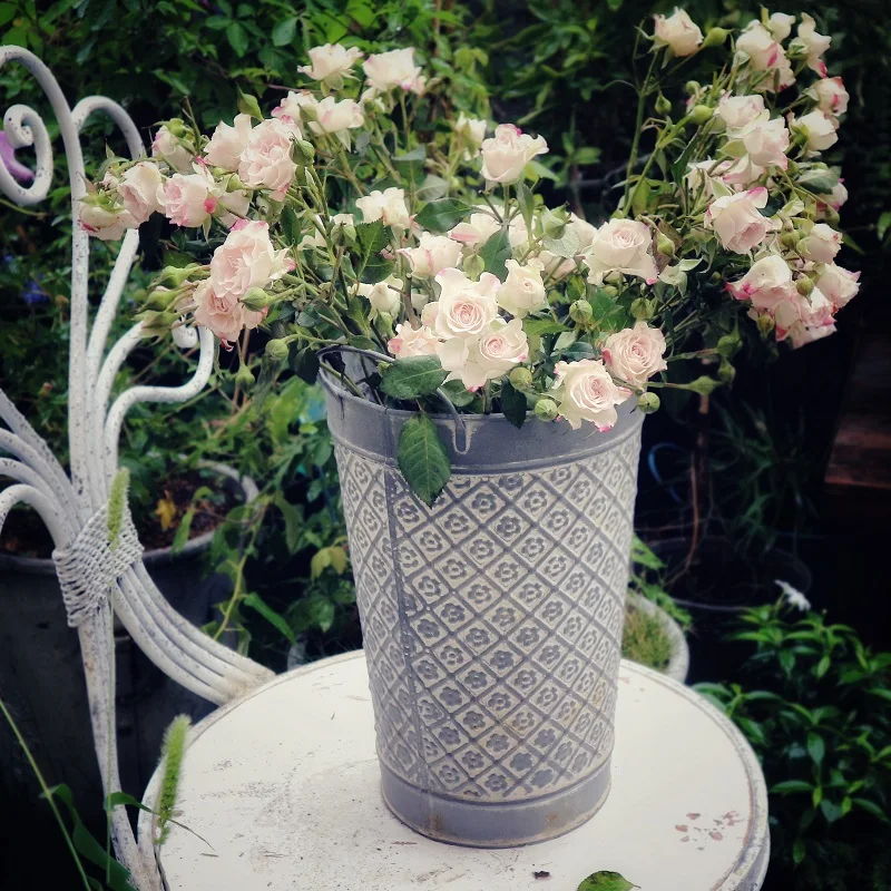 handcrafted retro shabby chic metal flower pot