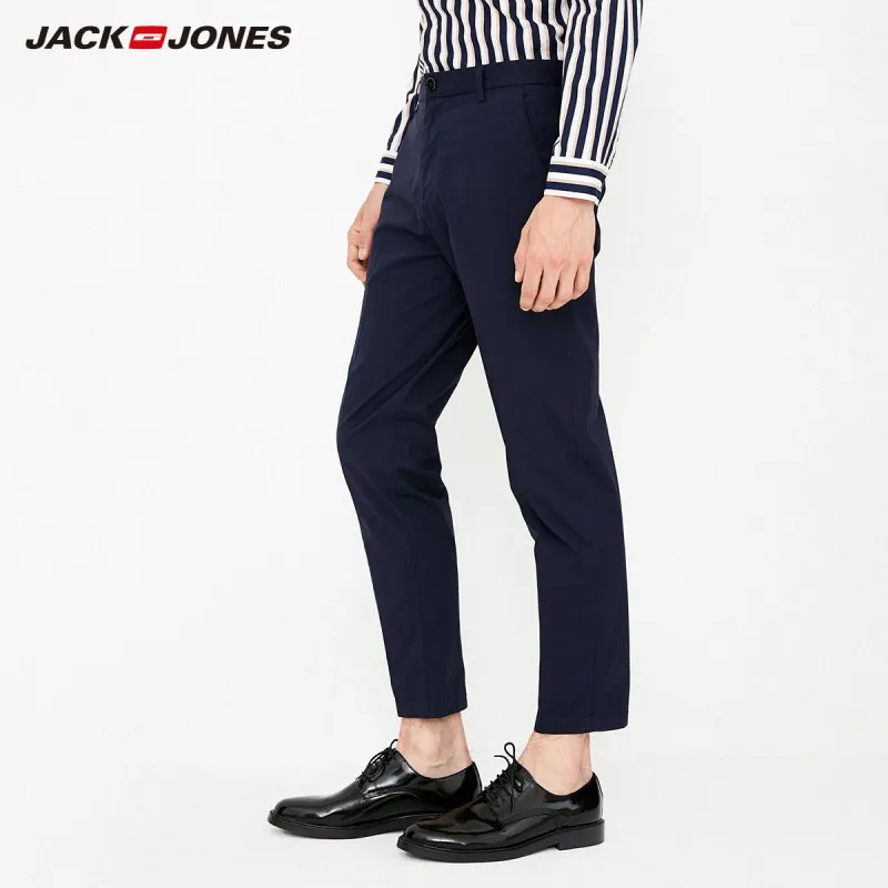 JackJones мужские Смарт повседневные лайкра ткань slim fit бизнес чистый цвет брюки мужские 218314501