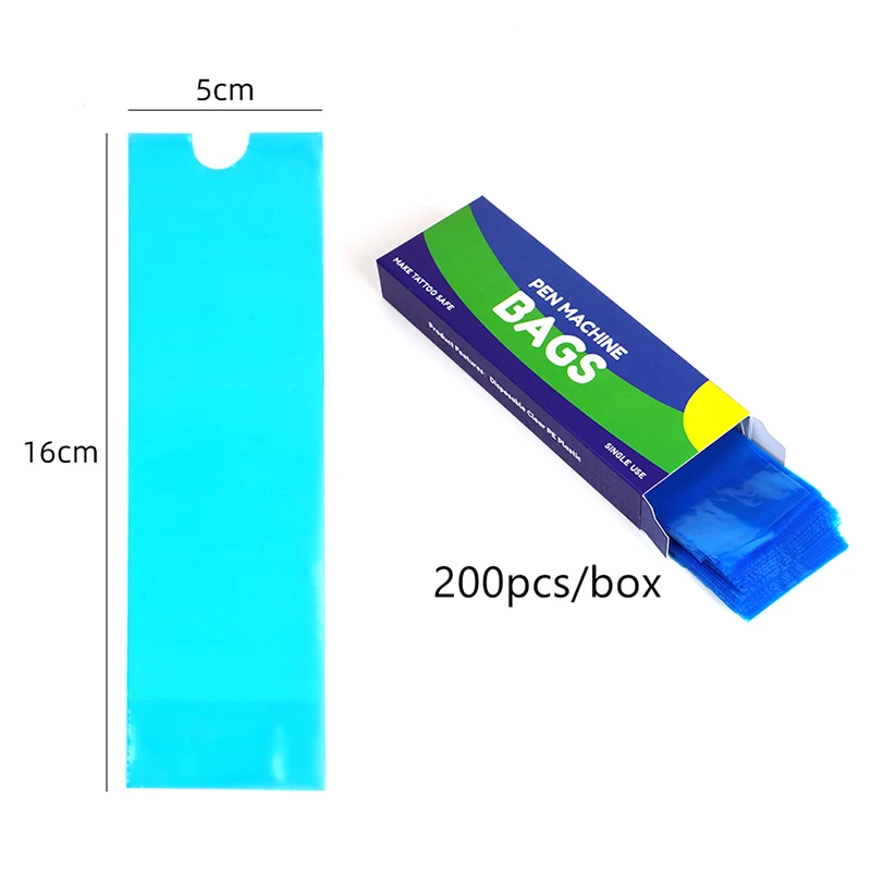 

200 pcs/lot Blue Tattoo Clip Plastic Cord Sleeves Bags Supply Disposable Covers Bags for Tattoo Machine Tattoo Accessory