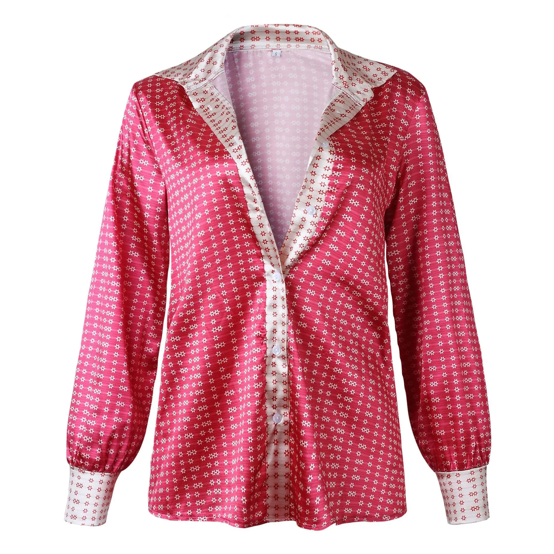 

Women Printed Turn-down Neck Long Sleeve Blouse AM1138