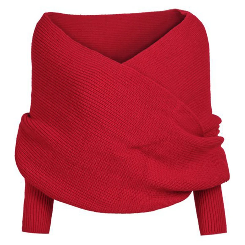 Женский вязаный свитер с V-образным вырезом и длинным рукавом |