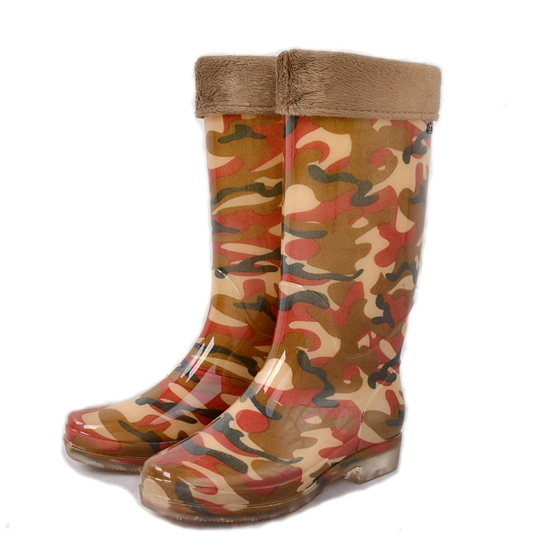 Aleafalling/женские камуфляжные непромокаемые сапоги до колена на нескользящей