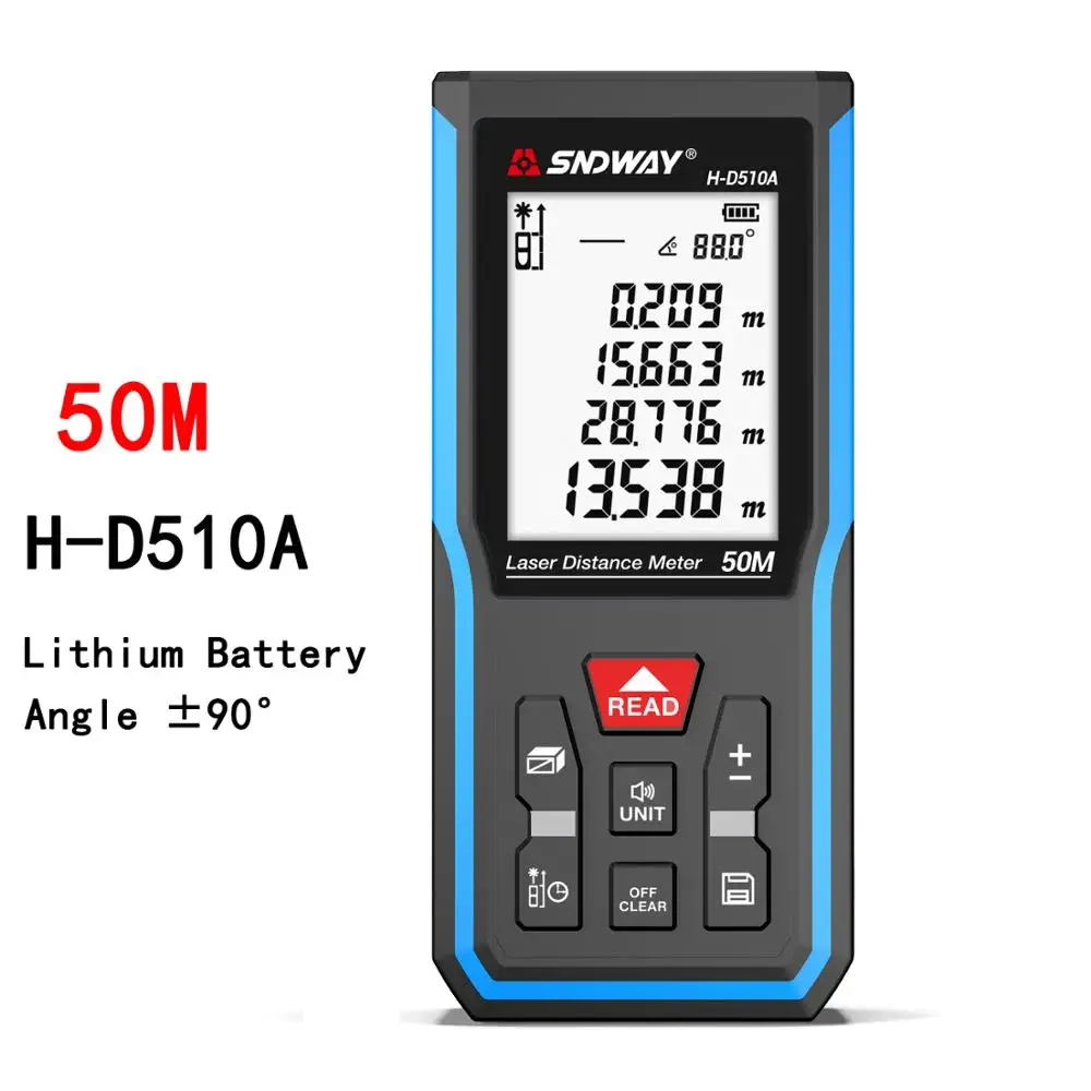 SNDWAY Laser Distance Meter 40m 50m 70m 100m 120m Rangefinder Digital Range Finder Trena Roulette Ruler Measuring Tape | Инструменты