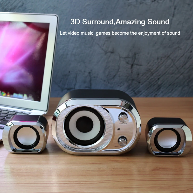 USB + AUX проводные компьютерные колонки набор усиленных басов динамиков для