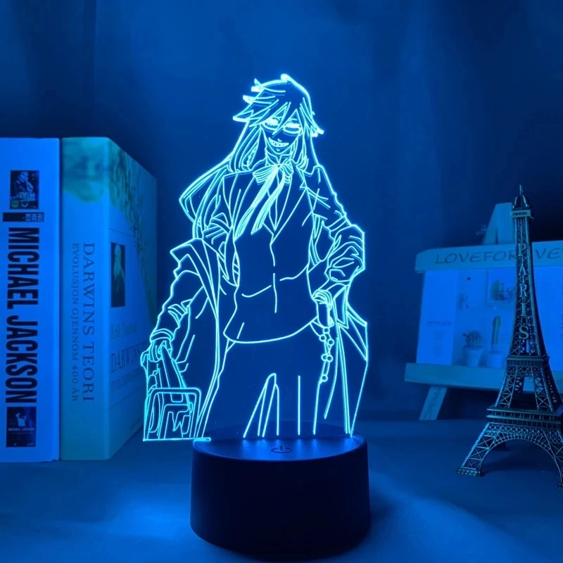 

Настольная 3d-лампа в стиле аниме, светодиодный ночсветильник в виде черного Батлера, грелла сутскафа для спальни, Декор, подарок, светильник