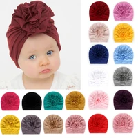 lovely flower baby hat toddler head wraps turban infant kids bonnet newborn girls headband cotton beanie cap baby accessories