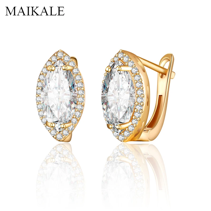 

MAIKALE Trendy New Cubic Zirconia Stud Earrings for Women Gold Silver Color Earrings Women Jewelry Accessories Gifts Wholesale