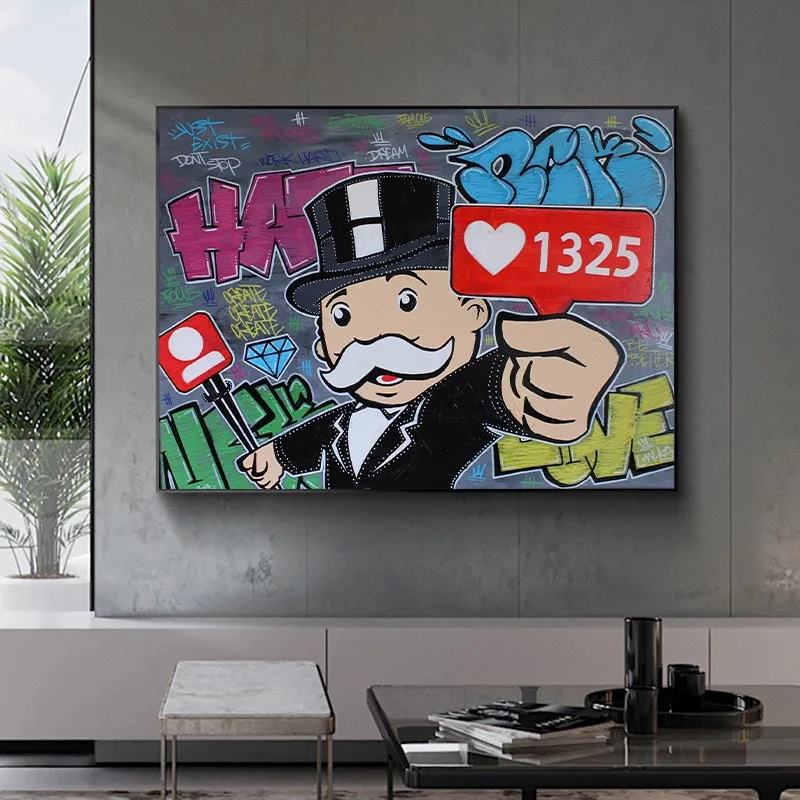 

Graffiti Alec Monopolyingly Canvas Prints Picture Modular Paintings for Living Room Poster on The Wall Home Decor