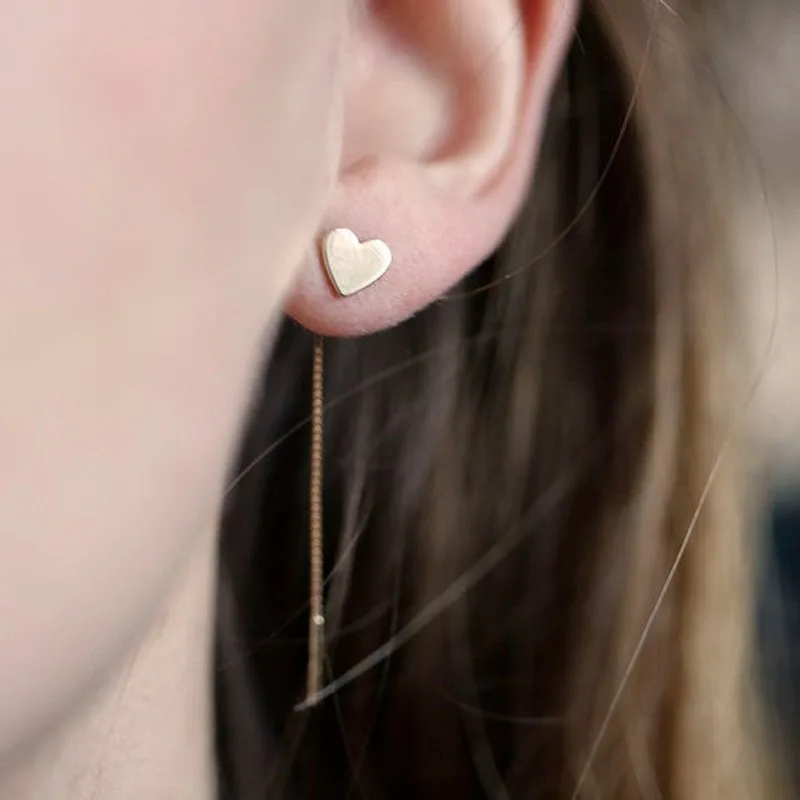 

Abayabay Ear Stud Earring Heart Hoop Earrings Women Rose Gold Color European Cute Girls Trendy Jewelry Brincos Aretes De Mujer