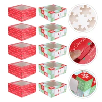 10pcs holiday bakery cupcake boxes christmas food container with inserts