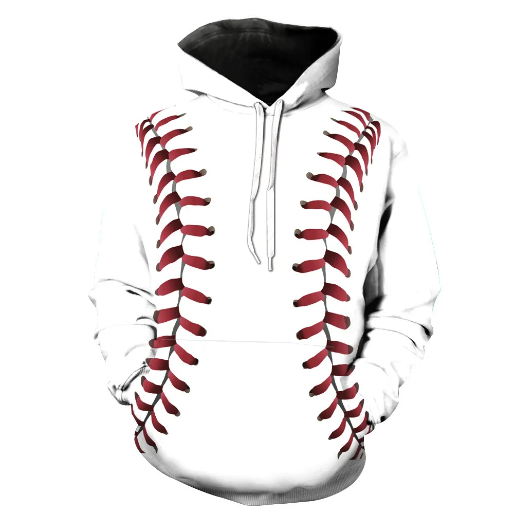 

Men's Fashion Hoodie Funny Baseball Pattern 3D Fully Printed Pullover Unisex Harajuku Casual Tops M279