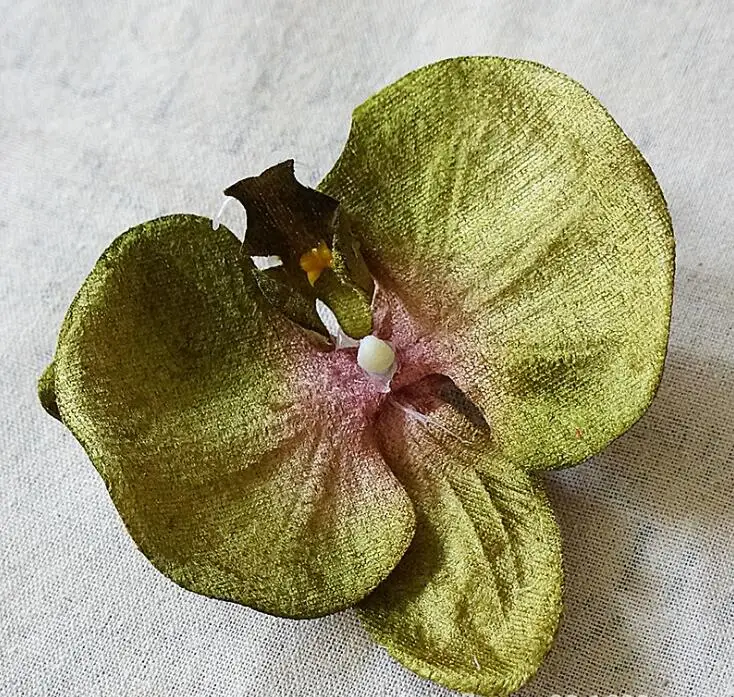 Velvet green Бабочка Орхидея головы 13 см/11 см шляпа одежда DIY Высокое качество шелковые цветы для дома Свадебные украшения Искусственный Цветок голова - Цвет: Velvet green