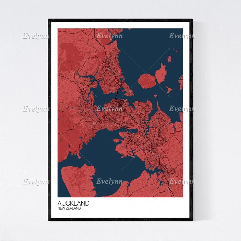 Оклендская карта НЗ скандинавский Ретро минимализм живопись постеры и принты на