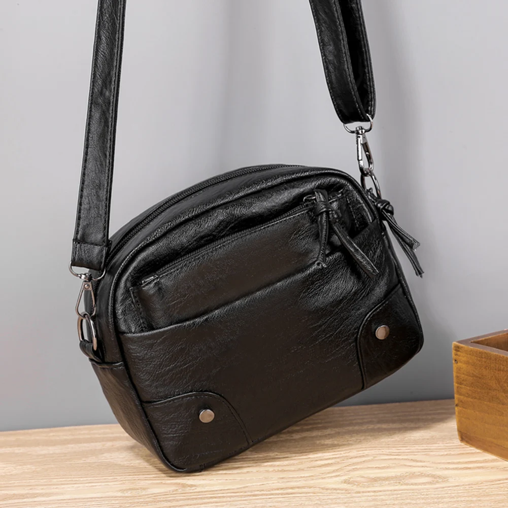 

Fashion Soft Leather Crossbody Bag Casual Mummy Women Shoulder Handbag Multi-pocket Totes Shopping Street Messenger Purse