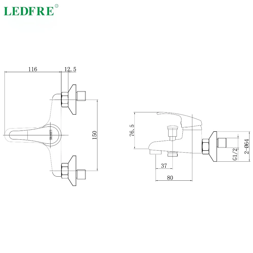 LEDFRE одноступенчатый смеситель для ванной комнаты с одной ручкой кран горячей и